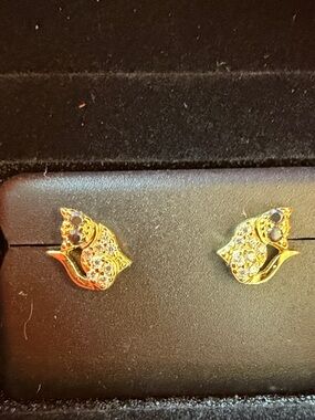 925 Sterling Silver Moissanite .50 CTW Butterflly earrings Coated Gold Vermeil